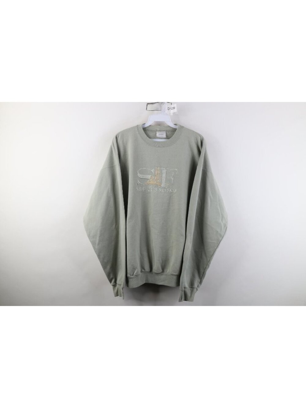 Vintage 90s Streetwear Mens Large Faded San Francisco Crewneck Sweatshirt Green